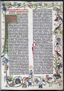 Seite aus der Gutenberg-Bibel, mit Erfurter Illumination von German School