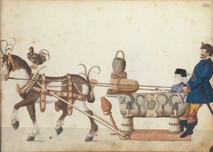 Festzugsschlitten in der Parade, ca. 1640 (Feder und Tinte, Aquarell und Waschungen) von German School