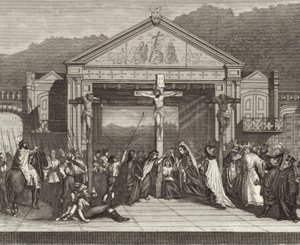 Passionsspiel in Oberammergau, Bayern, Deutschland. Illustration für Bilder-Atlas (Gravur) von German School