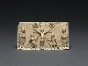 Plakette von einem tragbaren Altar: Die Kreuzigung, Niederrhein, 1050-1100 von German School