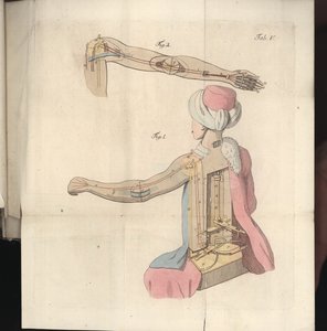 Tafel V aus Uber den Schachspieler des Herrn von Kempelen und dessen Nachbildung, veröffentlicht von Joseph Friedrich Freiherr von Racknitz, Leipzig und Dresden: Joh. Gottl. Breitkopf, 1789
