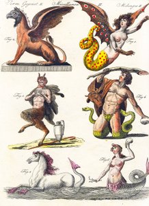 Tafel mit verschiedenen mythologischen Hybriden, 1830 von German School
