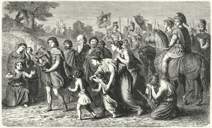 Polybius trägt die Asche von Philopoemen in feierlicher Prozession nach Megalopolis von German School
