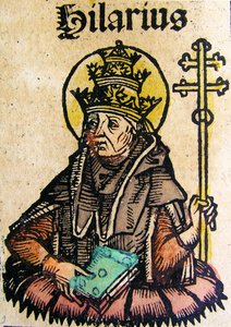 Porträt von Papst Hilarius, veröffentlicht in der Nürnberger Chronik, 1493 von German School