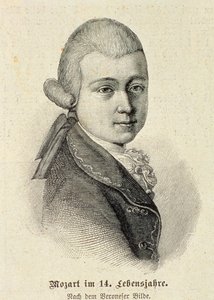 Porträt von Wolfgang Amadeus Mozart (1756-91) von German School