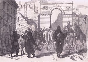 Preußische Plünderungstruppen bringen Vieh ein, Cassells Geschichte des Krieges zwischen Frankreich und Deutschland, veröffentlicht von Cassell and Company Limited, ca. 1890 (Lithografie) von German School