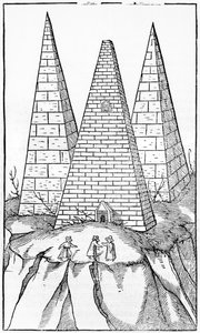 Pyramiden von Ägypten, Illustration aus Cosmographie Universelle von Sebastien Munster (1488-1552) Basel, veröffentlicht 1554