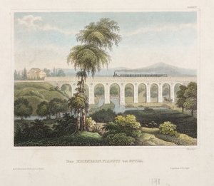 Eisenbahnviadukt in Gotha, graviert von B. Metzeroth, 1848 von German School