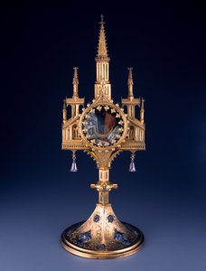 Reliquienmonstranz aus dem Welfenschatz, hergestellt von der Hildesheimer Werkstatt, frühes 15. Jahrhundert