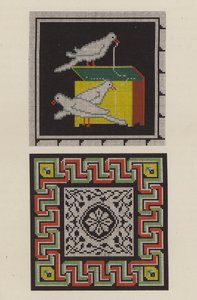 Reproduktion eines Bodenmosaiks aus Pompeji als Stickerei (Chromolithografie) von German School