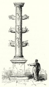 Rostral-Säule des Gaius Duilius, zur Erinnerung an den römischen Seesieg über die Karthager in der Schlacht von Mylae 260 v. Chr. (Stich) von German School