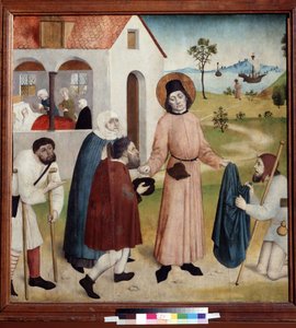 Der heilige Giles verteilt sein Eigentum an die Armen von German School