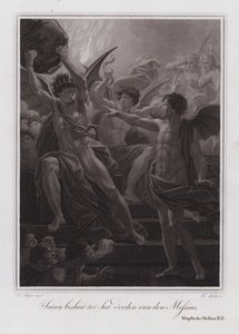 Satan beschließt, den Messias zu töten (Gravur) von German School