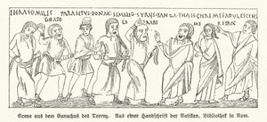 Szene aus Eunuchus, Komödie des römischen Dramatikers Terenz