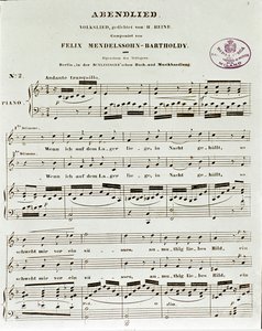 Partiturseite von Abendlied von Felix Mendelssohn von German School