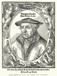 Sebastian Münster, deutscher Kartograph, Kosmograph und Autor der Cosmographia, des frühesten Werks, das die Welt auf Deutsch beschreibt (Gravur)