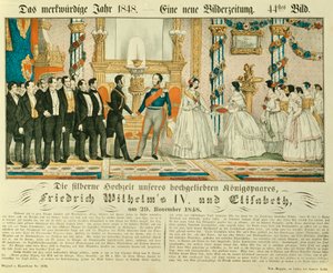 Silberhochzeit von Friedrich Wilhelm IV. von Preußen und seiner Frau Elisabeth Ludovika von Bayern, 1848 von German School