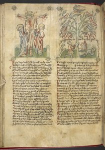 Nebukadnezar sieht einen Baum im Traum; die Kreuzigung, aus Speculum Humanae Salvation