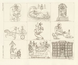 Einige Beschreibungen aus der indischen Mythologie (farbige Gravur) von German School
