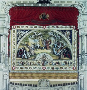 Bühne und dekorativer Vorhang des Dresdner Theaters