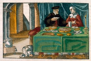 Abendbrottisch, aus einem deutschen Manuskript, ca. 1650 von German School