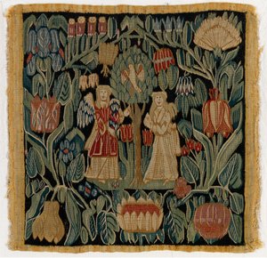 Wandteppich-Kissenbezug mit der Verkündigung, aus Niedersachsen oder Dänemark, nach 1600 von German School