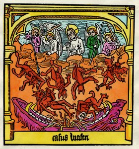 Der Fall Luzifers und der rebellischen Engel, Illustration aus einer Kopie der 
