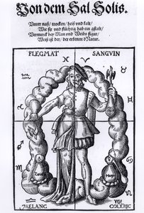 Die vier Temperamente, aus Quinta Essentia von Leonhart Thurneisser zum Thurn, veröffentlicht in Leipzig, 1574