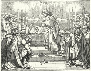 Der Heilige Römische Kaiser Otto III. am Grab von St. Adalbert von Prag von German School
