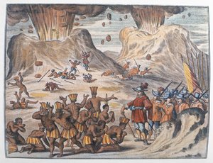 Die Reise von Cortes nach Tenochtitlan im Jahr 1521 von German School