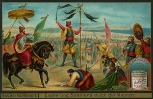 Die Mauren erobern Spanien, 711, Liebig-Karte von German School