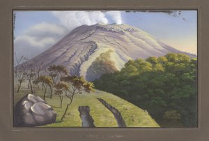 Die Südseite des Gipfels des Merapi, gesehen aus einer Höhe von 5231 Fuß, September 1836, Pl.VII aus Topographischer und Naturwissenschaftlicher Atlas zur Reise durch Java, von Dr. Fr. Junghuhn, Magdeburg von German School