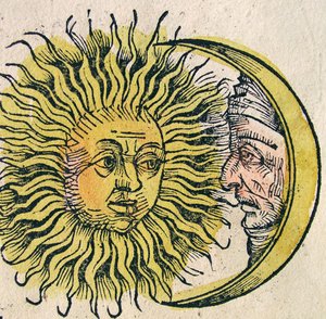 Die Sonne und der Mond, veröffentlicht in der Nürnberger Chronik, 1493