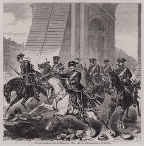 Die ersten deutschen Soldaten, die nach dem Ende des Deutsch-Französischen Krieges Paris betreten, um die Stadt zu besetzen von German School