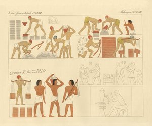 Die Knechtschaft der Juden in Ägypten dargestellt auf einem 3000 Jahre alten Bild in einem Grab in Oberägypten