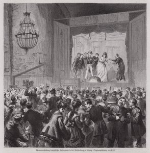 Theateraufführung französischer Kriegsgefangener aus dem Deutsch-Französischen Krieg in der Pleissenburg, Leipzig, Deutschland von German School