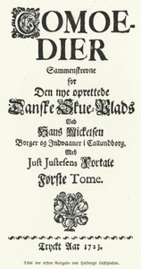 Titelseite der Komödien des dänisch-norwegischen Dramatikers, Philosophen und Historikers Ludvig Holberg von German School