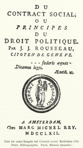 Titelseite der Erstausgabe von Der Gesellschaftsvertrag, von Jean-Jacques Rousseau