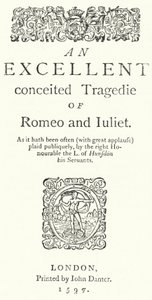 Titelseite der ersten Quartausgabe von Shakespeares Romeo und Julia (Gravur) von German School