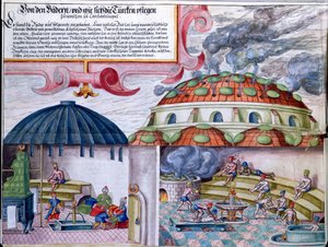 Türkische Bäder, spätes 16. Jahrhundert (Aquarell auf Papier) von German School