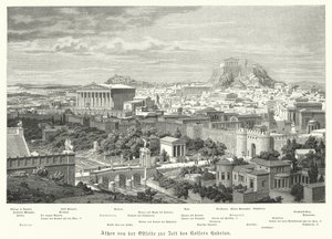 Blick auf Athen von Osten während der Herrschaft des römischen Kaisers Hadrian, 2. Jahrhundert von German School