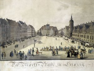 Ansicht des Auerbachs Hofs in Leipzig von Gustav Zehl. Gravur Ende 18. Jahrhundert