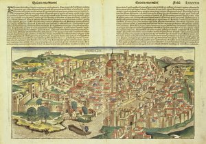 Ansicht der ummauerten Stadt Florenz, aus der Nürnberger Chronik von Hartmann Schedel, 1493 von German School