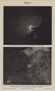 Ansichten des Orionnebels und der Milchstraße im Bereich von Deneb (Gravur) von German School