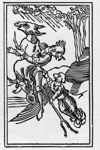 Hexen, die sich in Tiere verwandeln - Gravur von 1489 in „De lamiis et pythonicis mulieribus“ von Ulrich Molitor