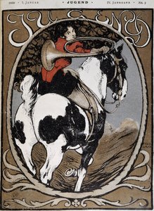 Frau, die das Jagdhorn bläst - in „Jugend“ vom 07. Jan