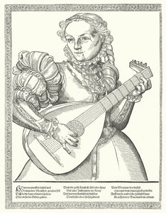 Frau, die eine Laute spielt von German School