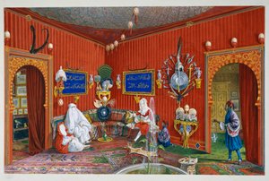 Orientalisches Zimmer in der Villa Lazarovich, Triester Residenz von Maximilian von Habsburg, Tempera von Germano Prosdocimi