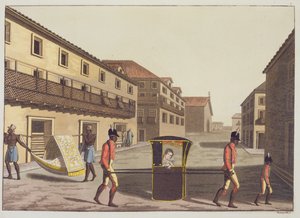 Sänften in der St. Sebastian Straße von Gerolamo Fumagalli