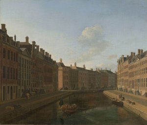 Blick auf die Gouden Bocht in der Herengracht vom Osten von Gerrit Berckheyde